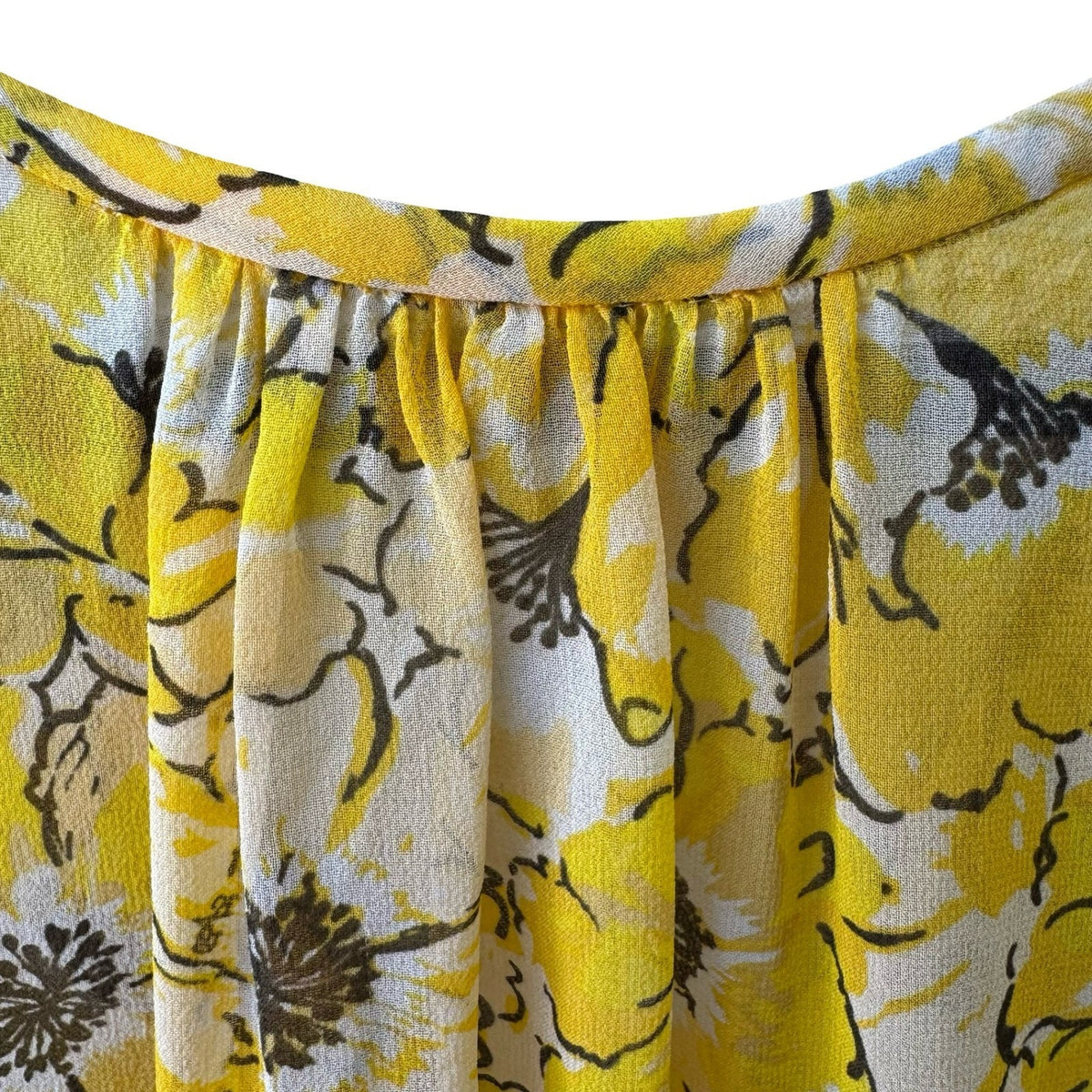 Joie 100% Silk Boho Cottagecore Airy Yellow Feminine Floral Wrap Peplum Blouse M