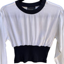 Switch Anxiety Vintage 80s 90s Chic Mod Minimalist Colorblock Blouson Cropped Blouse S 3 image
