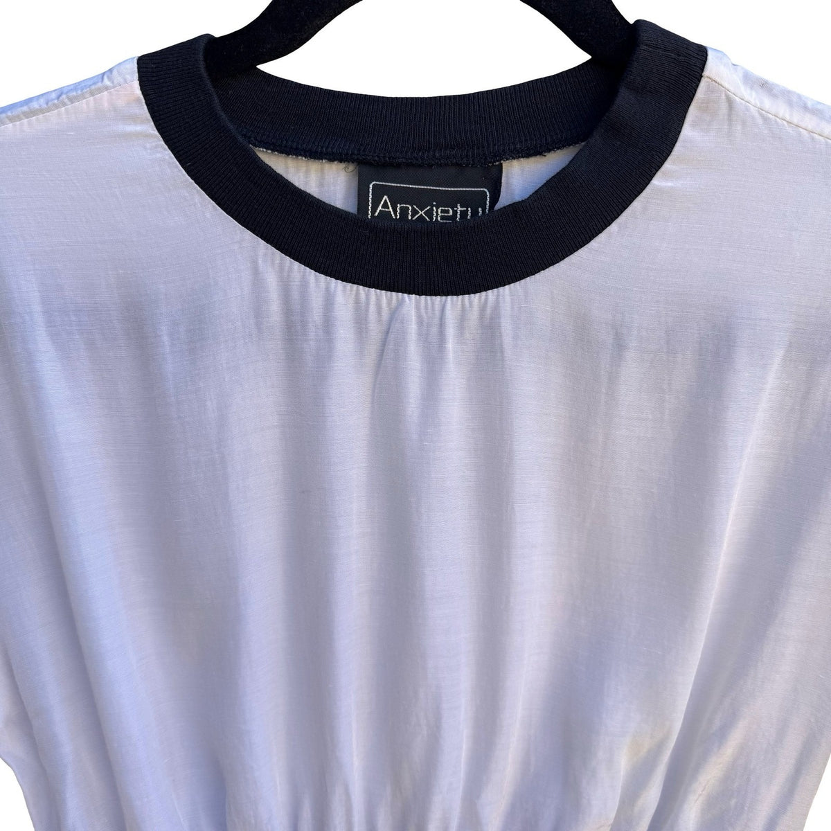 Anxiety Vintage 80s 90s Chic Mod Minimalist Colorblock Blouson Cropped Blouse S