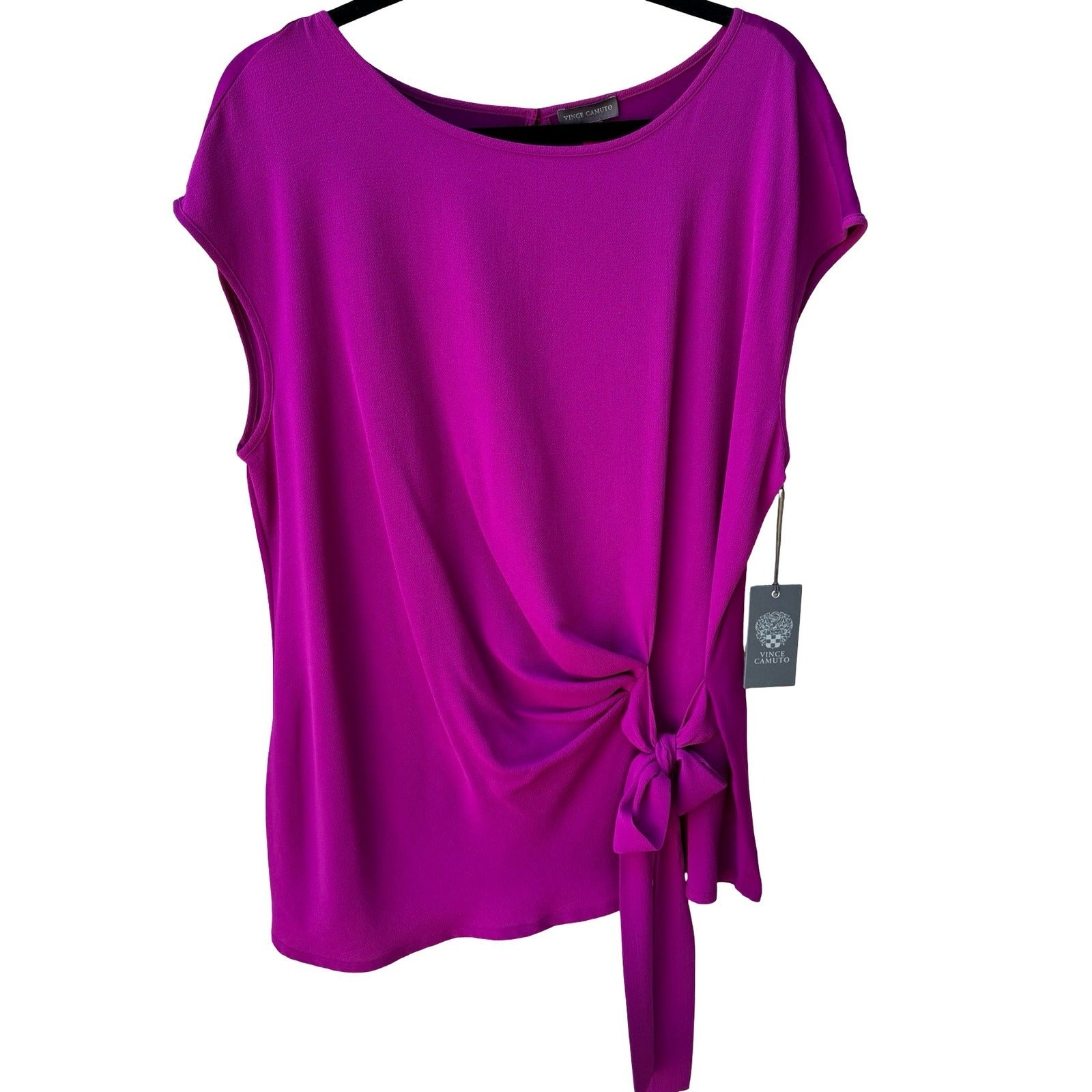 Vince Camuto Careerwear Fuchsia Fury Amalfi Breeze Side Tie Blouse Pink L NWT