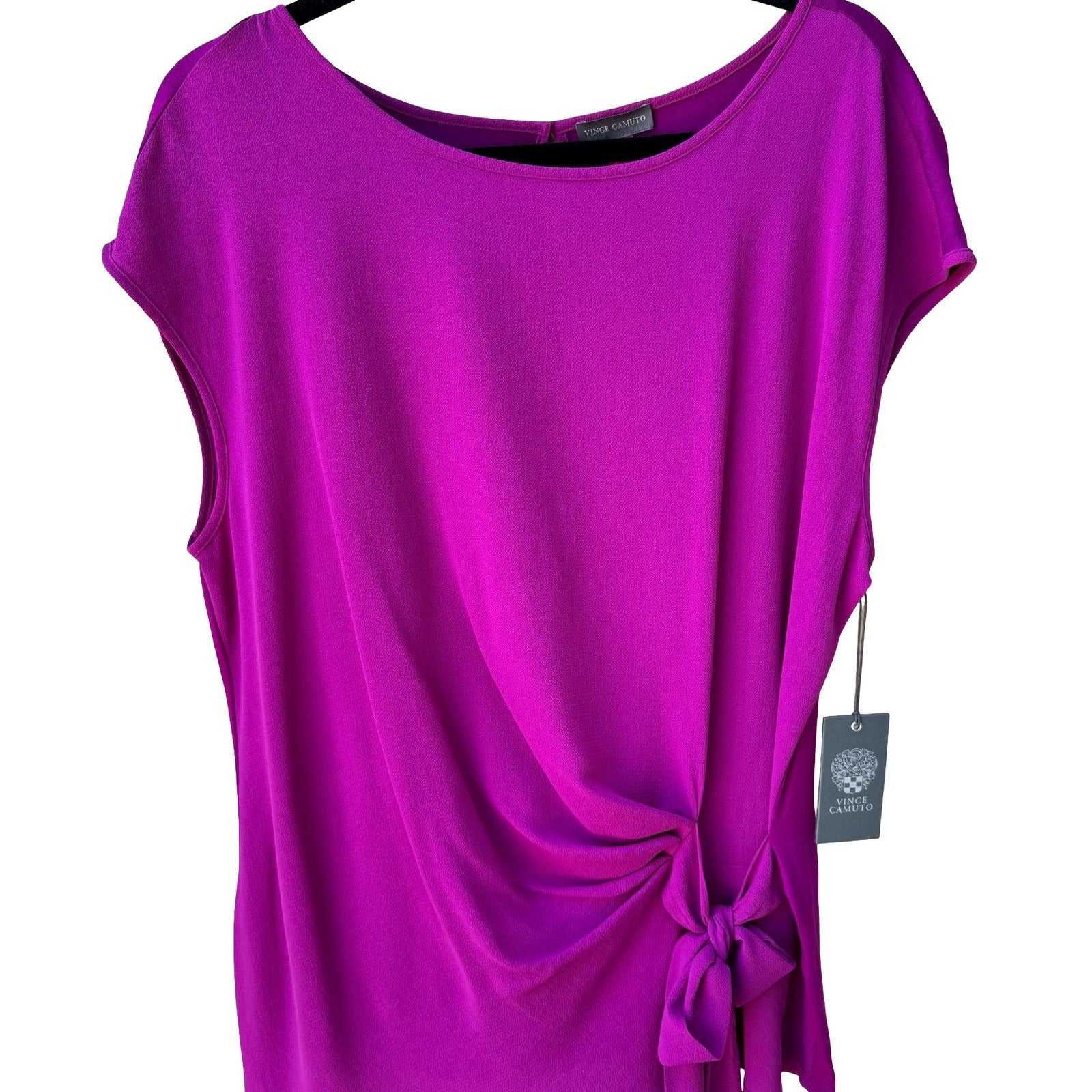Vince Camuto Careerwear Fuchsia Fury Amalfi Breeze Side Tie Blouse Pink L NWT