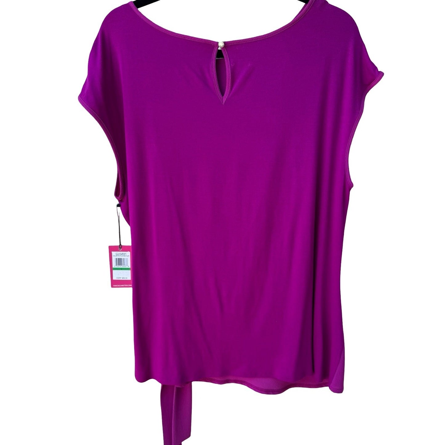 Vince Camuto Careerwear Fuchsia Fury Amalfi Breeze Side Tie Blouse Pink L NWT