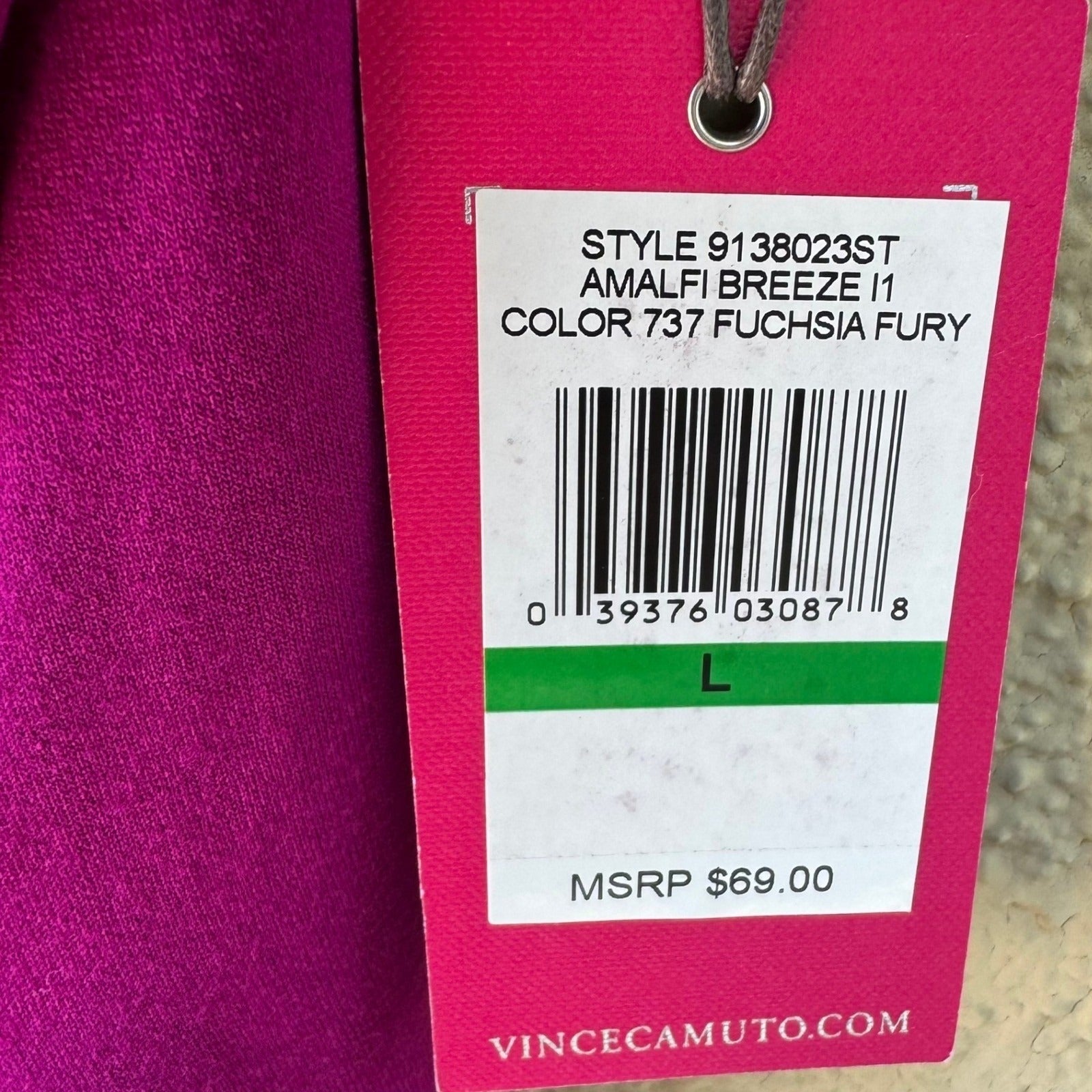 Vince Camuto Careerwear Fuchsia Fury Amalfi Breeze Side Tie Blouse Pink L NWT