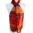 Switch Adrienne Vittadini Vintage Silk Multicolor Red Orange Boho Print Scarf Wrap OS 3 image