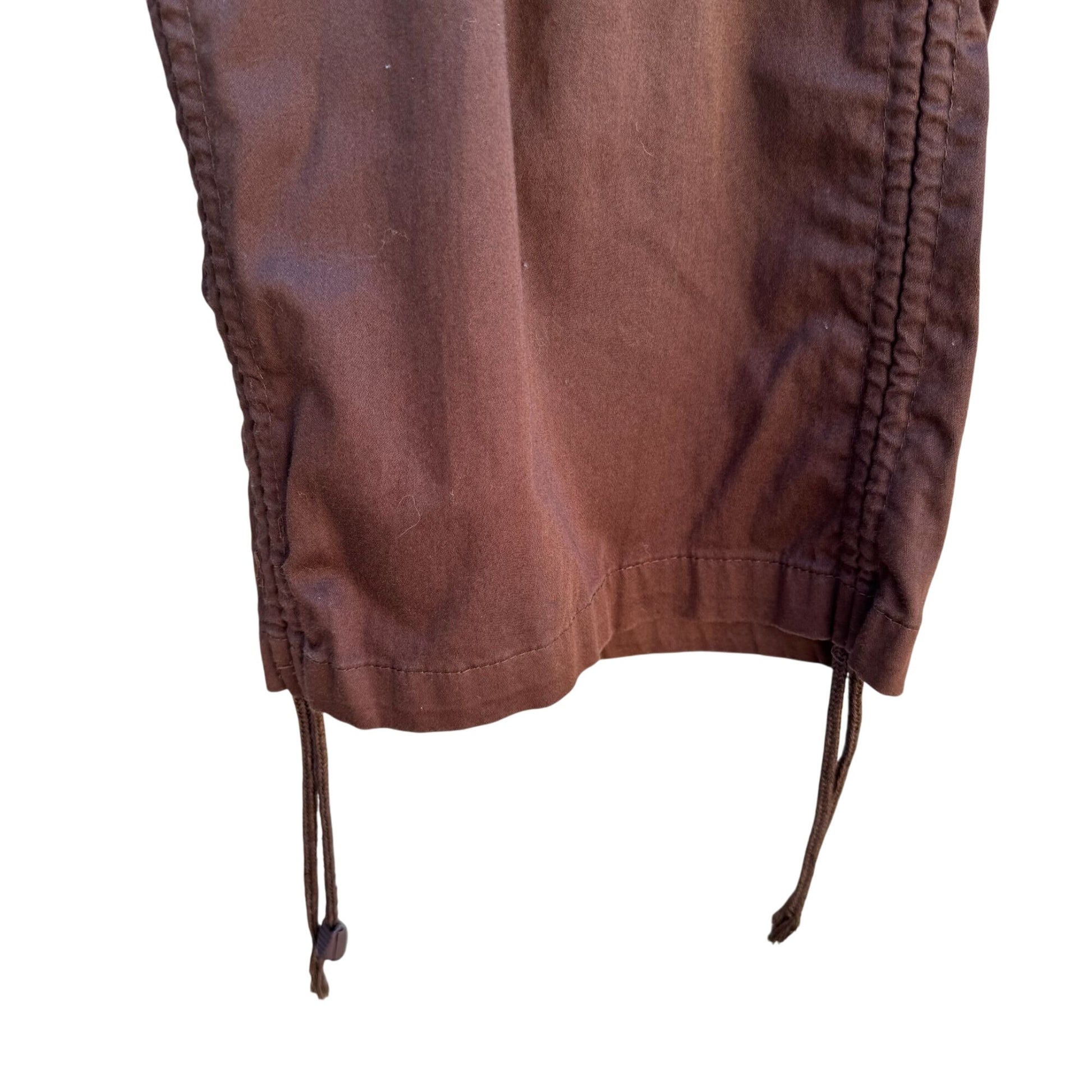 Route 66 Vintage Womens Brown Cargo Drawstring Hem Stretch Cargo Capri Pants 18W