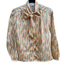 Switch Lucky Winner Vintage 70s 80s Secretary Mod Tie Neck Geometric Brushstroke Blouse 3 image