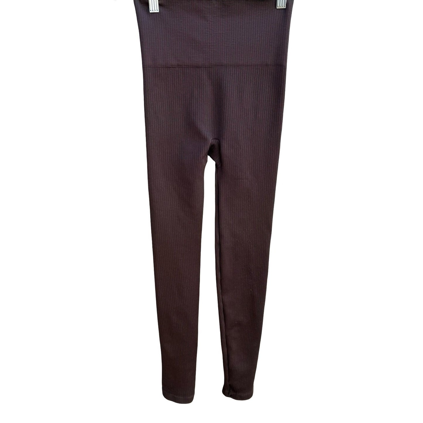 Spanx Look at Me Shapewear Compression Leggings Brown Ribbed High Waisted Pant M