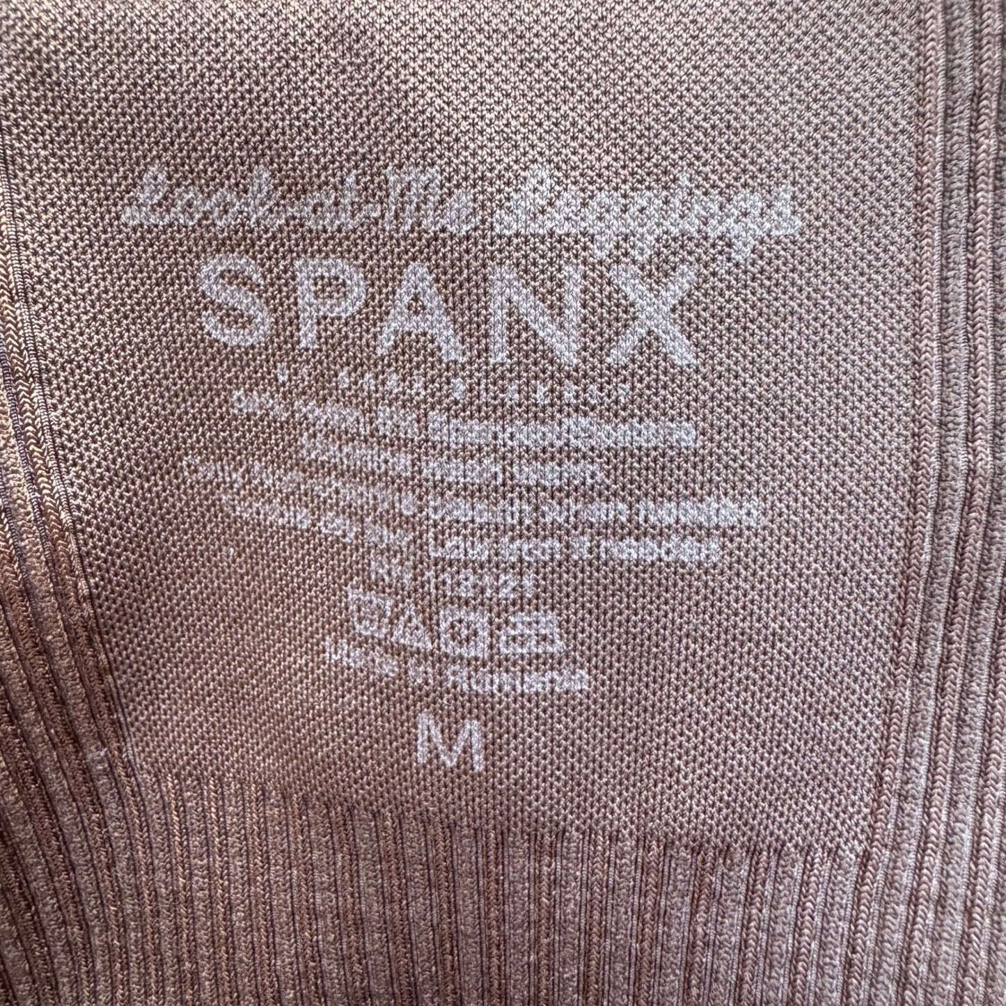 Spanx Look at Me Shapewear Compression Leggings Brown Ribbed High Waisted Pant M