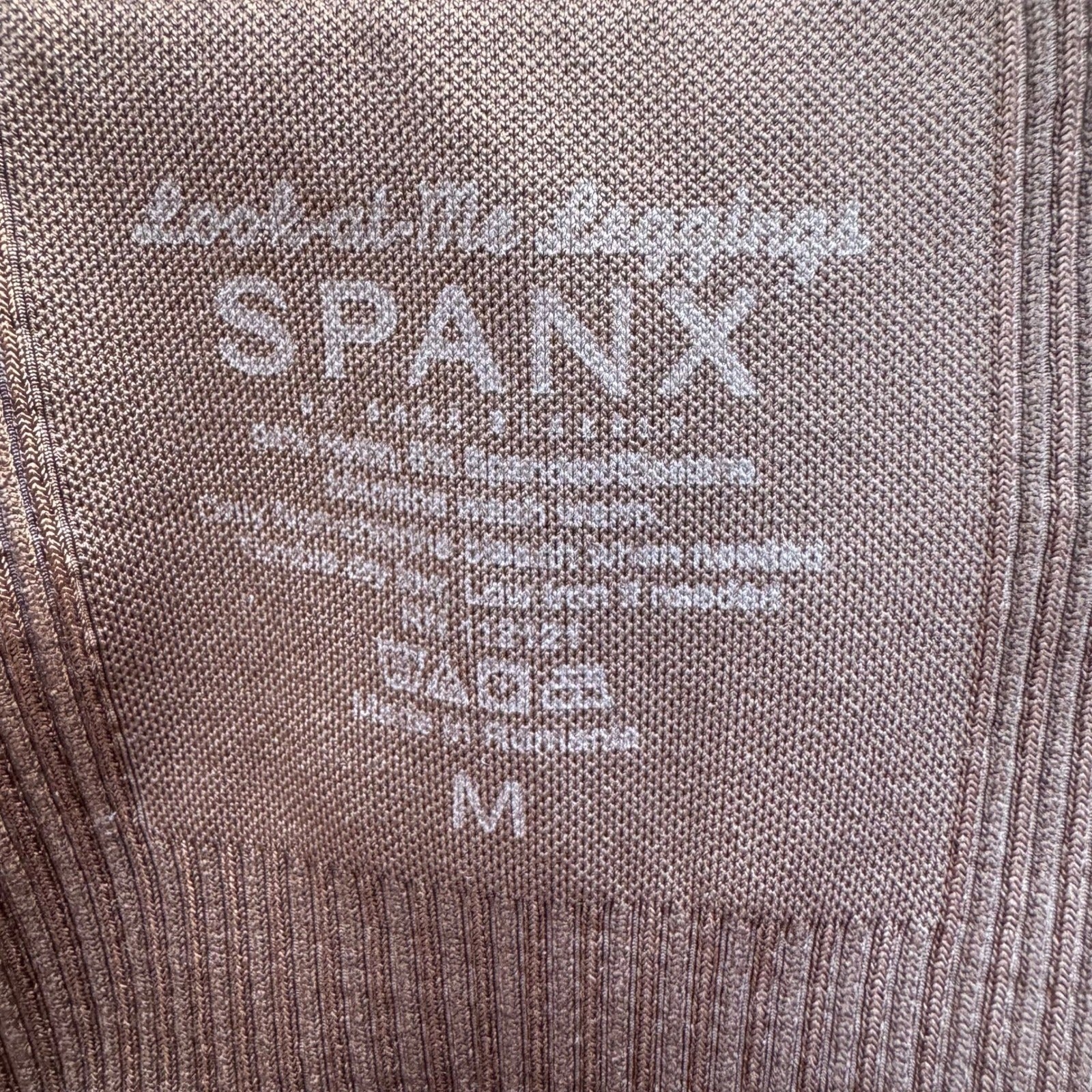 Spanx Look at Me Shapewear Compression Leggings Brown Ribbed High Waisted Pant M