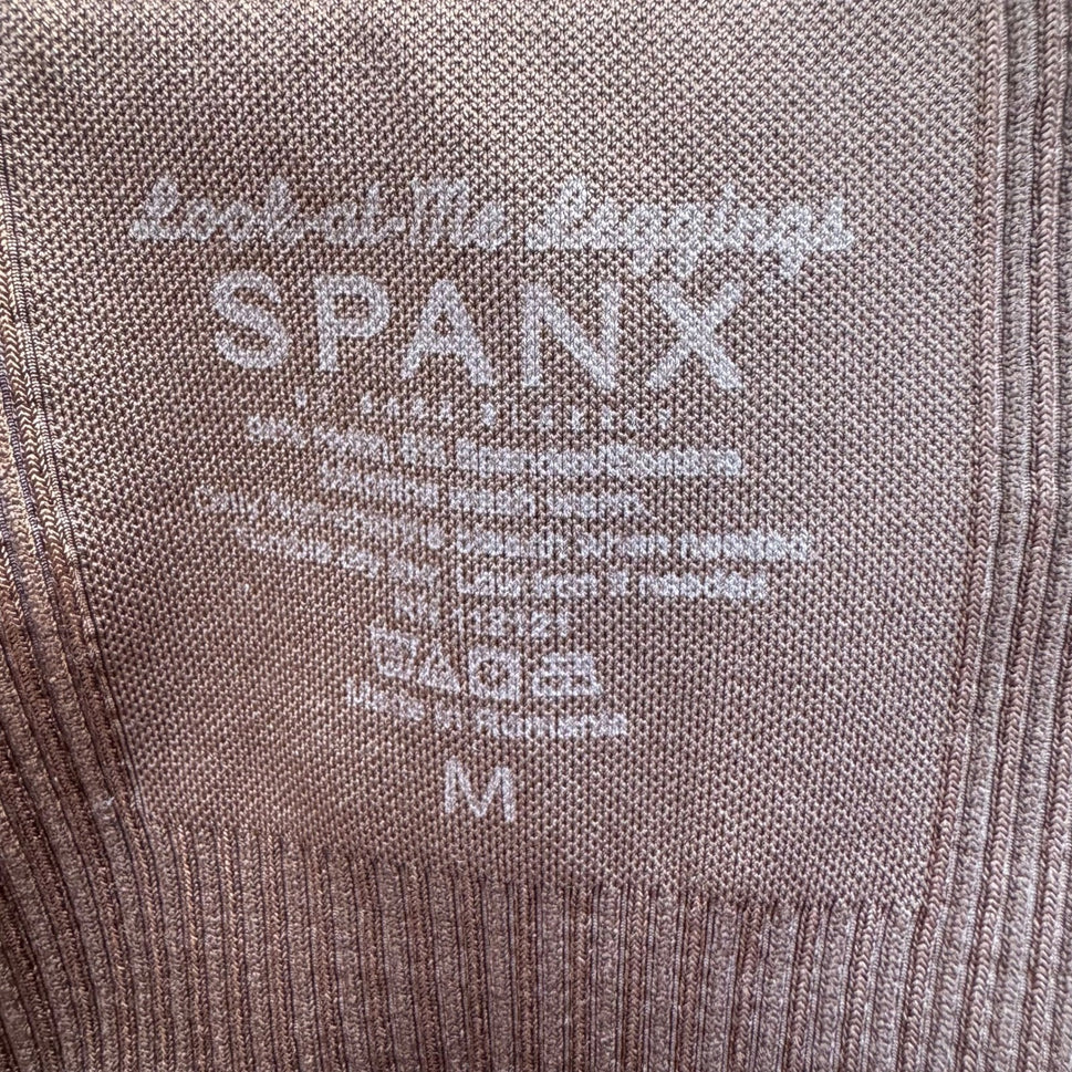 Spanx Look at Me Shapewear Compression Leggings Brown Ribbed High Waisted Pant M
