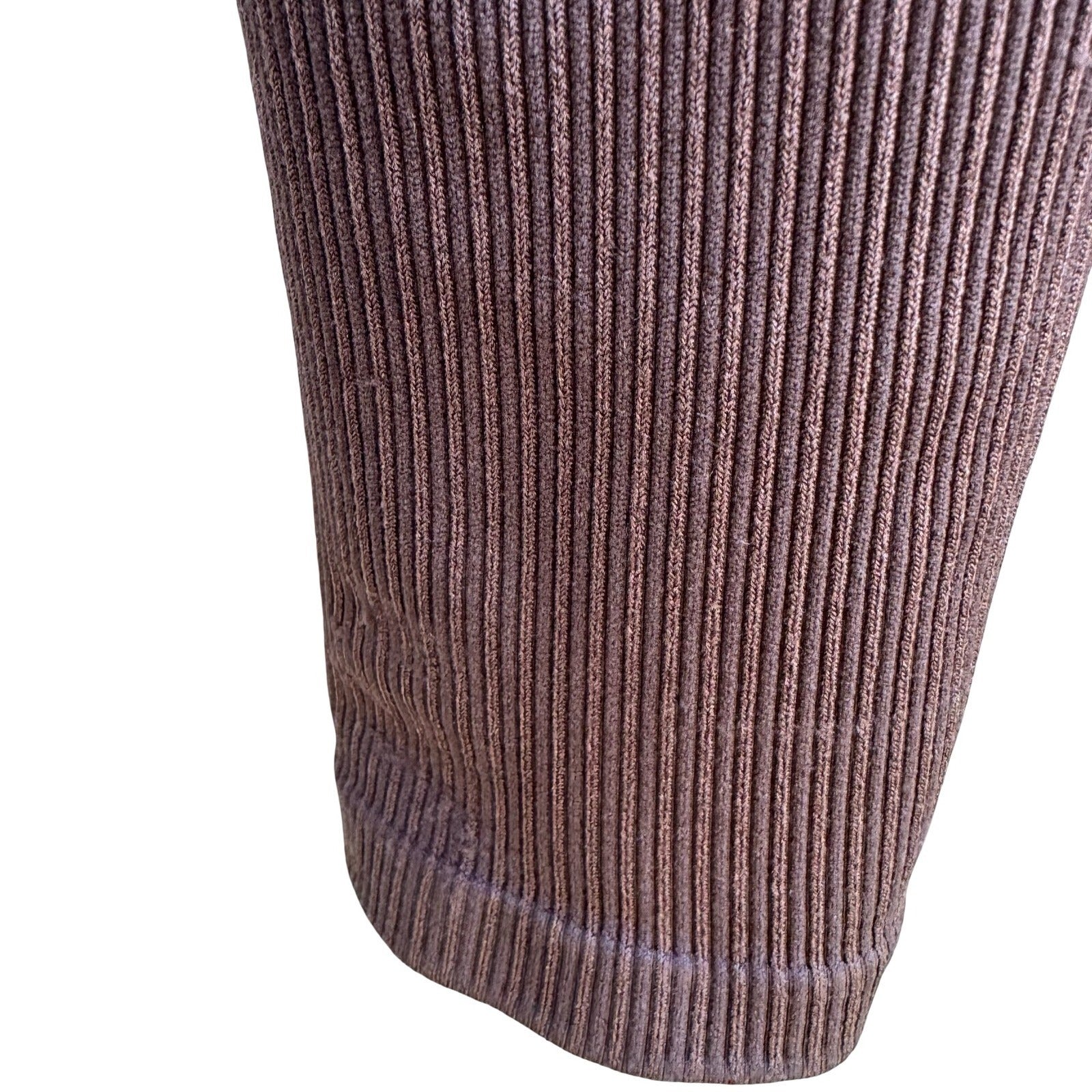 Spanx Look at Me Shapewear Compression Leggings Brown Ribbed High Waisted Pant M