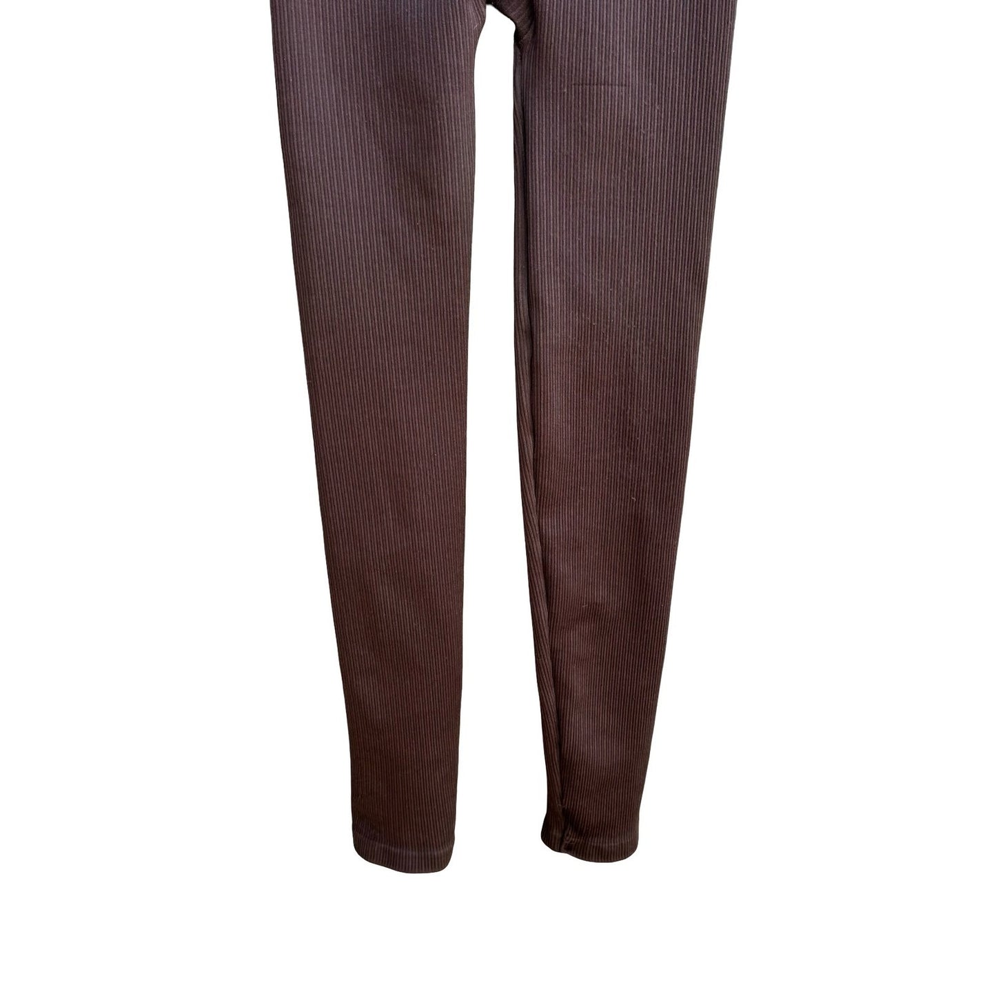Spanx Look at Me Shapewear Compression Leggings Brown Ribbed High Waisted Pant M