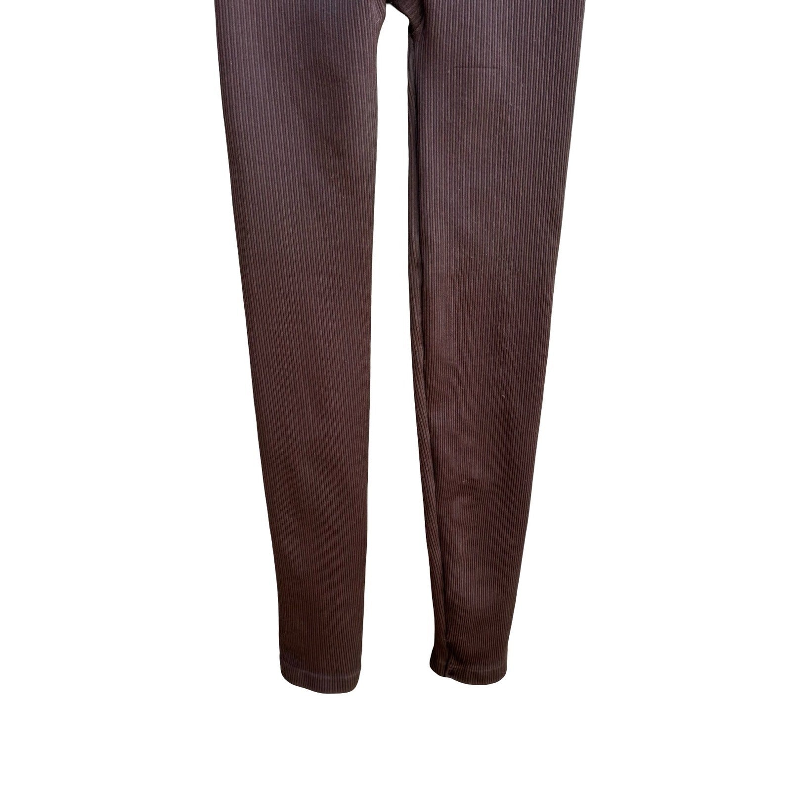 Spanx Look at Me Shapewear Compression Leggings Brown Ribbed High Waisted Pant M