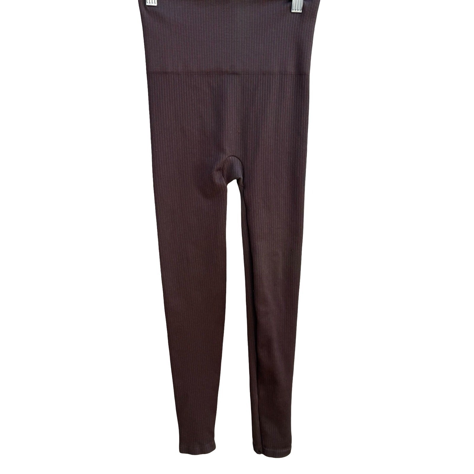 Spanx Look at Me Shapewear Compression Leggings Brown Ribbed High Waisted Pant M