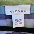 Switch Avenue Womens Silk Preppy Button-Up Green Blue Plaid Long Sleeve Blouse 26/28 2 image