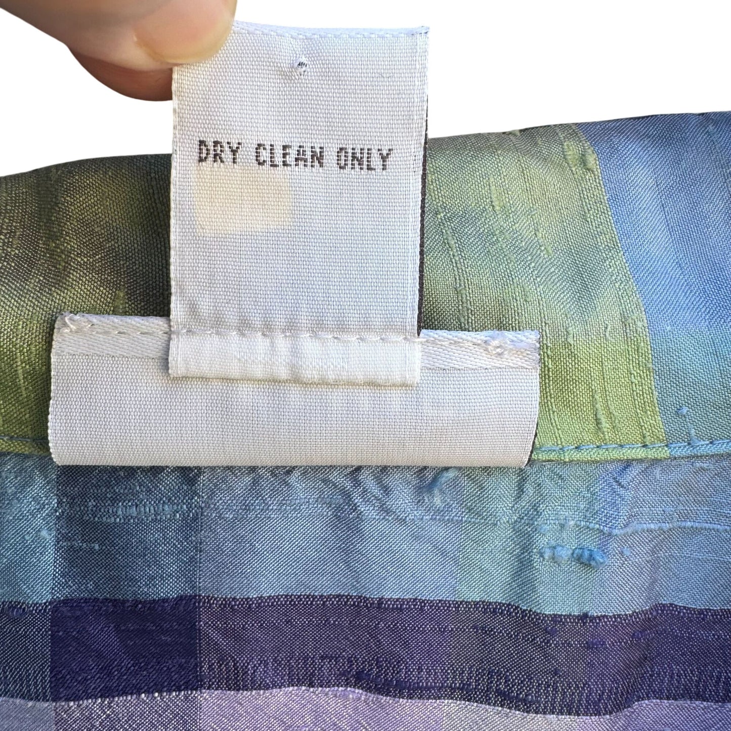 Avenue Womens Silk Preppy Button-Up Green Blue Plaid Long Sleeve Blouse 26/28