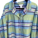 Switch Avenue Womens Silk Preppy Button-Up Green Blue Plaid Long Sleeve Blouse 26/28 3 image