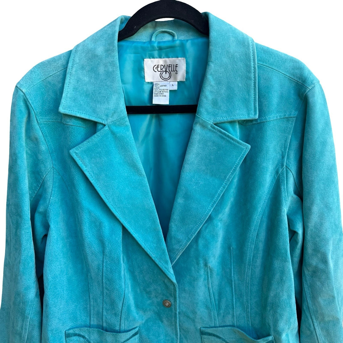 Cervelle Vintage Turquoise Suede Leather Cowgirl Boho Western Blazer Jacket L