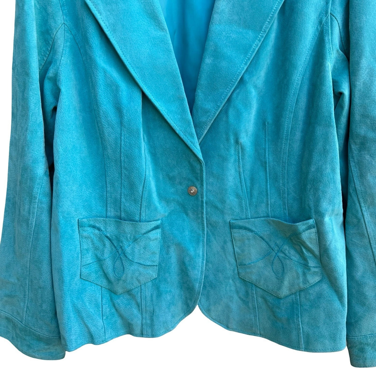 Cervelle Vintage Turquoise Suede Leather Cowgirl Boho Western Blazer Jacket L