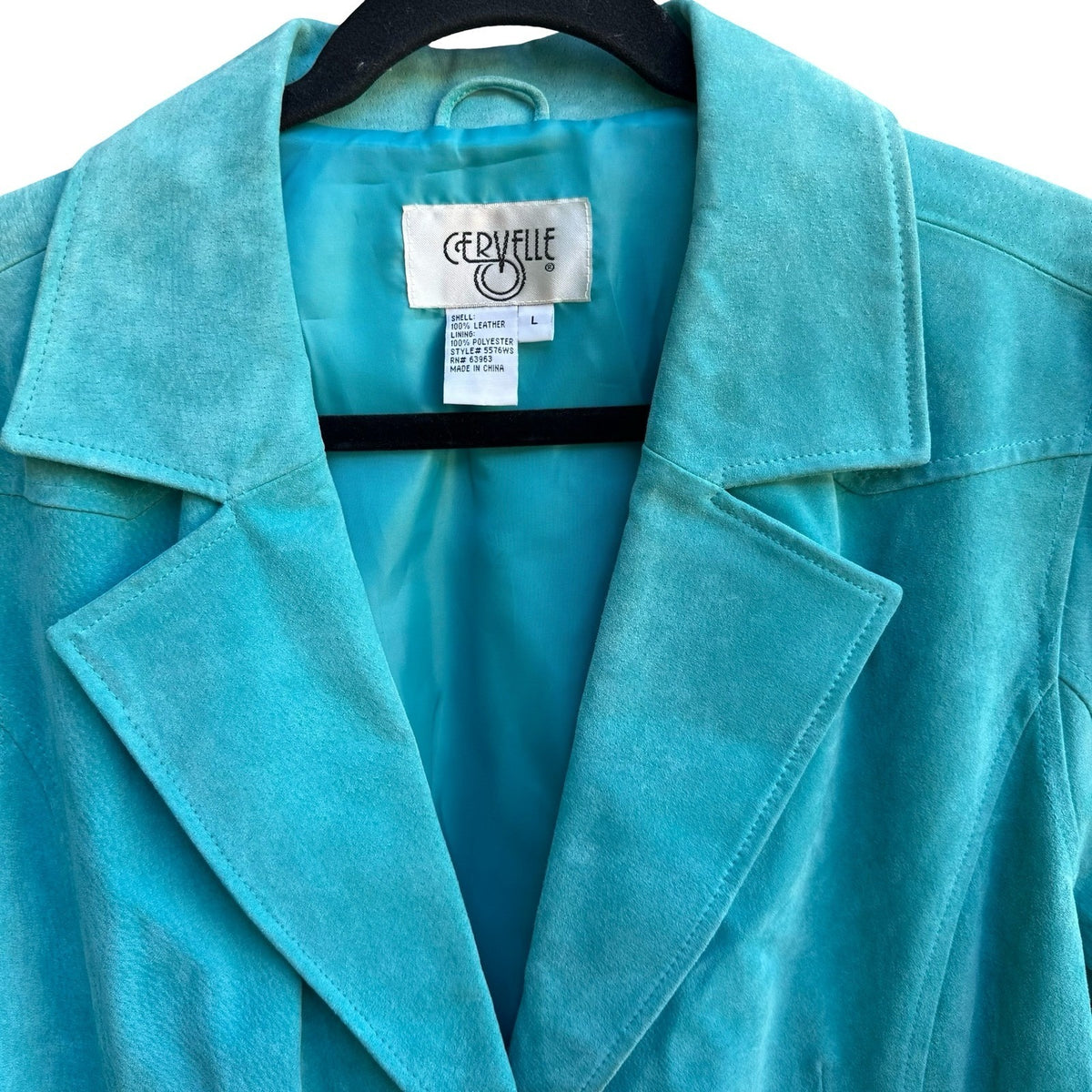 Cervelle Vintage Turquoise Suede Leather Cowgirl Boho Western Blazer Jacket L