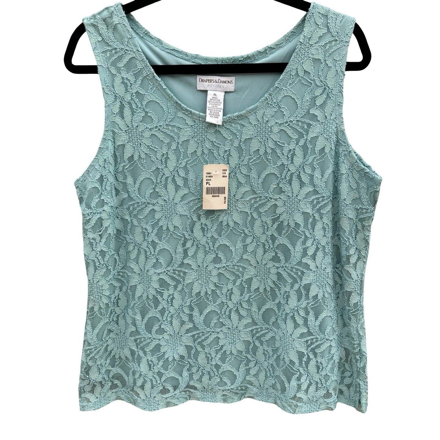Drapers & Damons Pastel Blue Floral Lace Sleeveless Top PL NEW Coquette Feminine