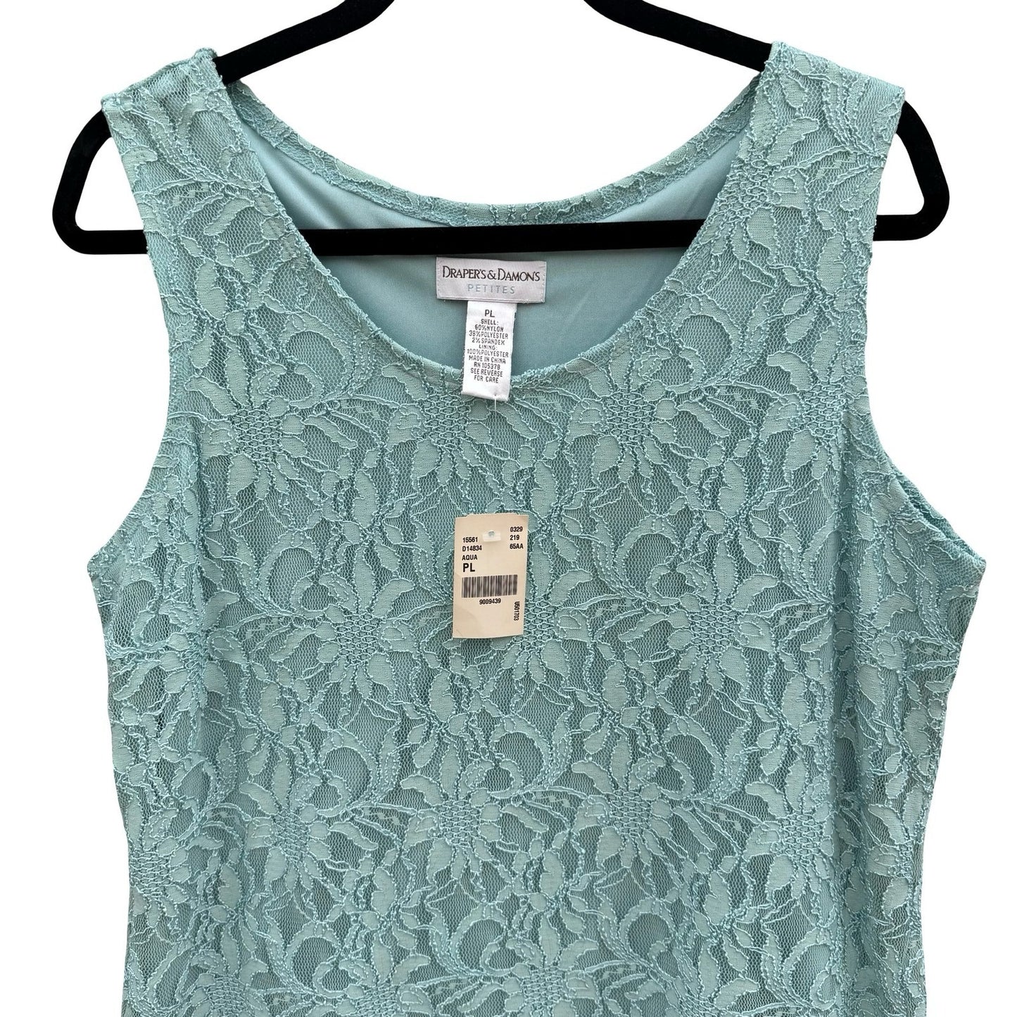 Drapers & Damons Pastel Blue Floral Lace Sleeveless Top PL NEW Coquette Feminine