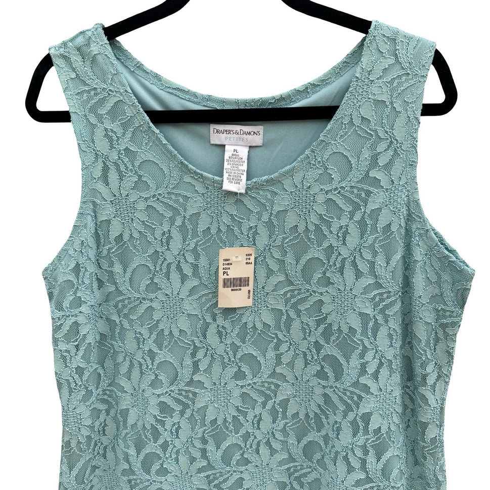 Drapers & Damons Pastel Blue Floral Lace Sleeveless Top PL NEW Coquette Feminine