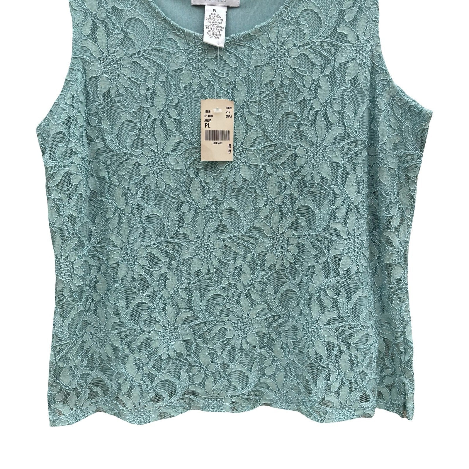 Drapers & Damons Pastel Blue Floral Lace Sleeveless Top PL NEW Coquette Feminine