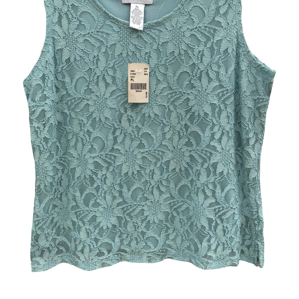 Drapers & Damons Pastel Blue Floral Lace Sleeveless Top PL NEW Coquette Feminine