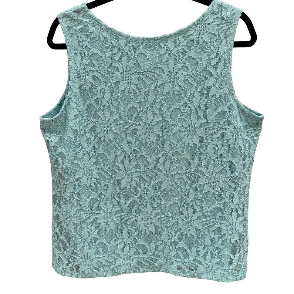 Drapers & Damons Pastel Blue Floral Lace Sleeveless Top PL NEW Coquette Feminine