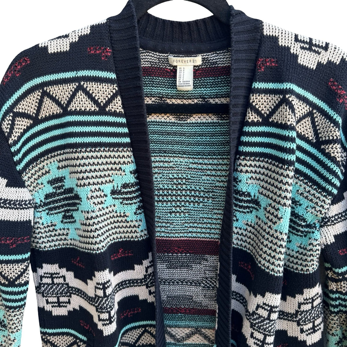 Forever 21 Boho Indie Geometric Southwestern Festival Open Grandpa Cardigan S