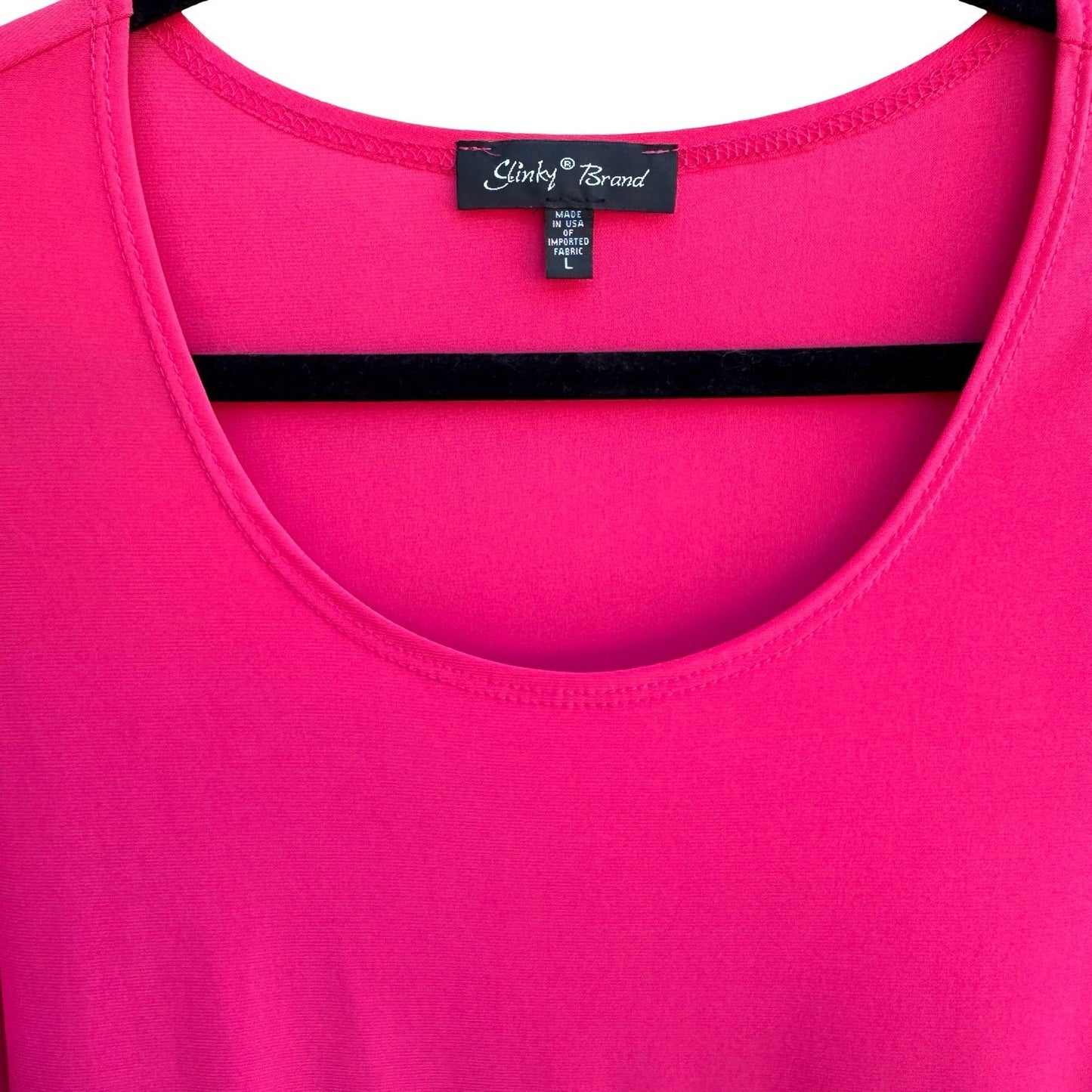 Slinky Brand Barbiecore Hot Pink Minimalist Jersey Flowy Liquid Knit Tunic Top L