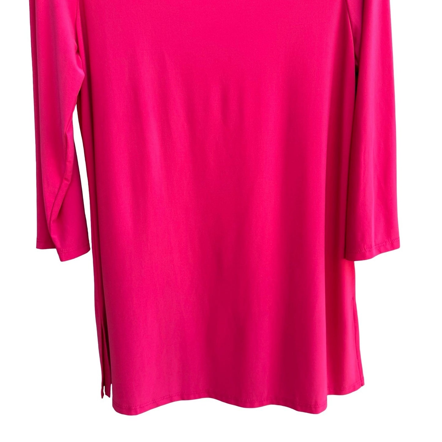 Slinky Brand Barbiecore Hot Pink Minimalist Jersey Flowy Liquid Knit Tunic Top L