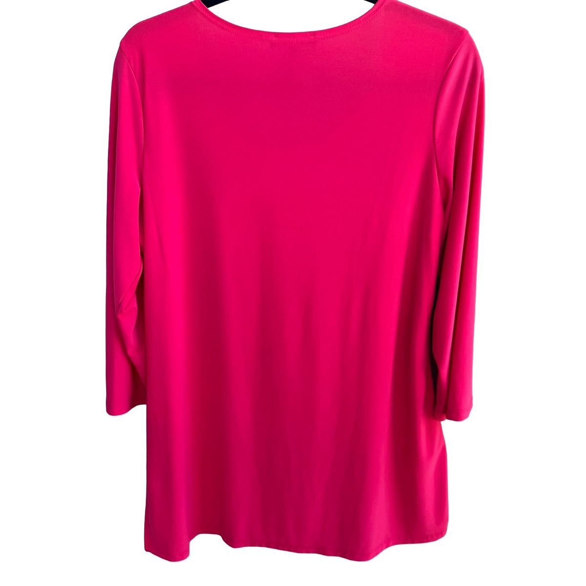 Slinky Brand Barbiecore Hot Pink Minimalist Jersey Flowy Liquid Knit Tunic Top L