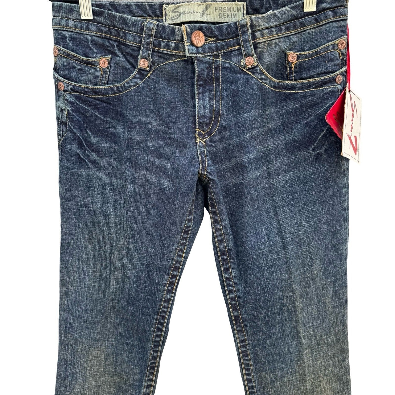Seven7 Premium Denim Y2K Womens Straight Leg Jeans New Midnt SJ113SC Size 32 NWT