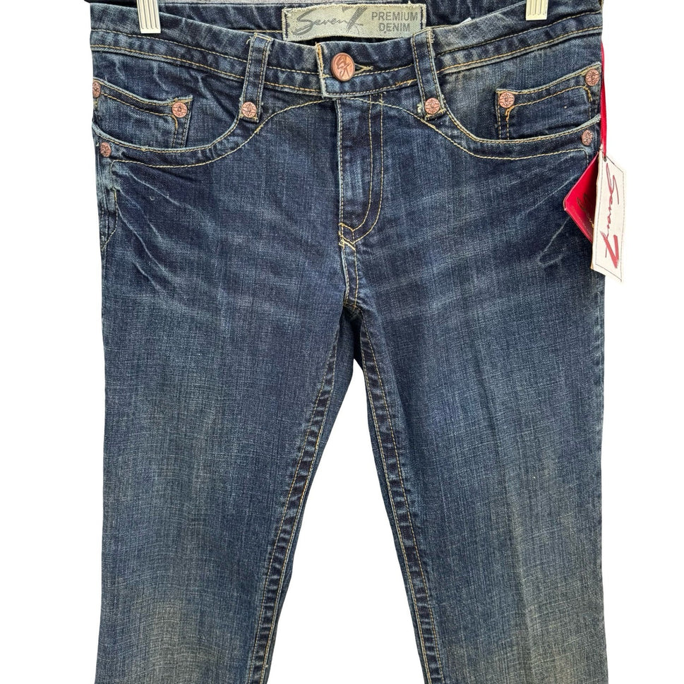 Seven7 Premium Denim Y2K Womens Straight Leg Jeans New Midnt SJ113SC Size 32 NWT