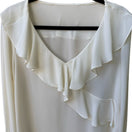 Switch Vintage Coquette Romantic Ruffle Ethereal V-Neck Wrap Front Chiffon Blouse Ivory 2 image
