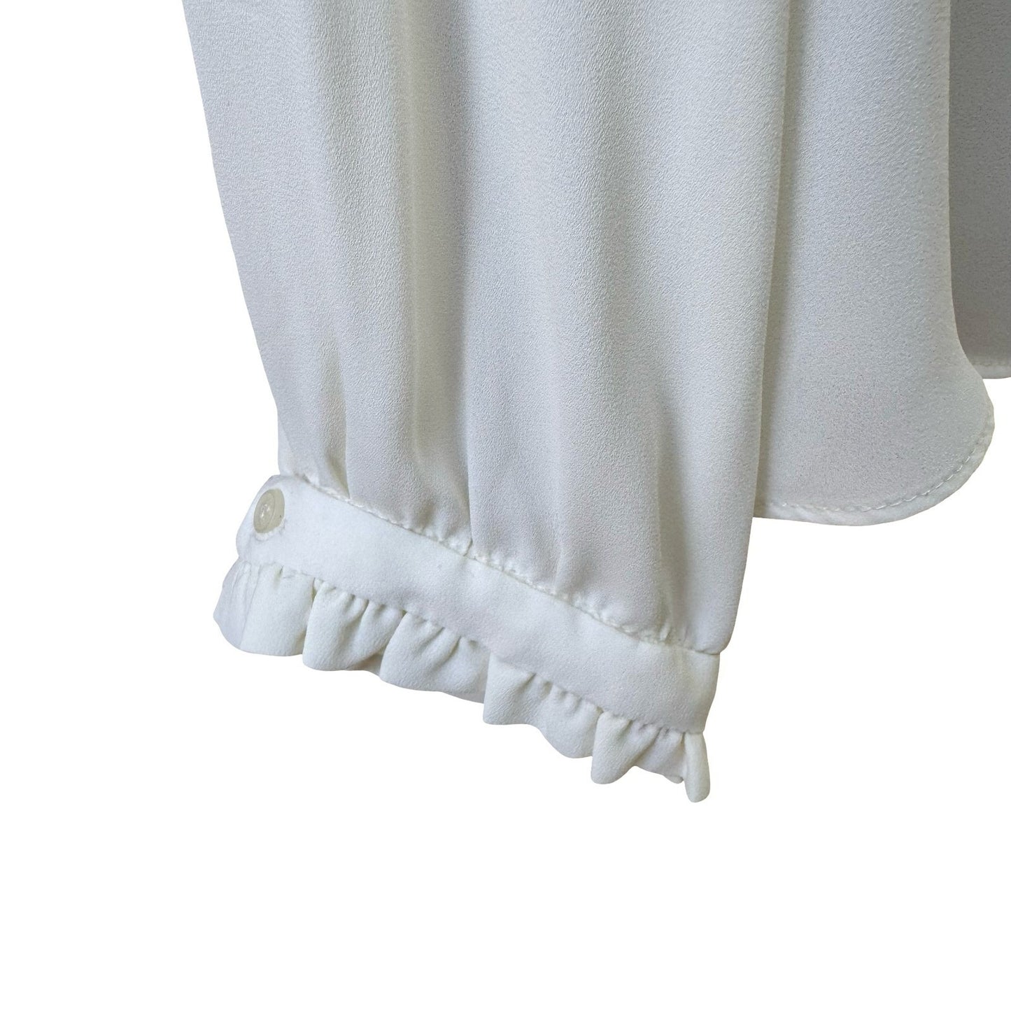 Vintage Coquette Romantic Ruffle Ethereal V-Neck Wrap Front Chiffon Blouse Ivory
