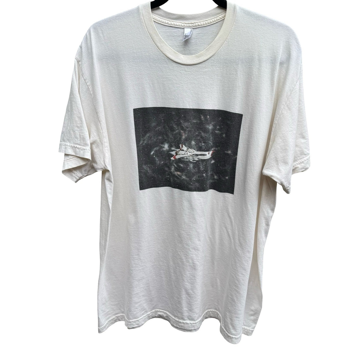 American Apparel Space Ship Sustainable Organic Cotton Graphic Tee White Mens XL