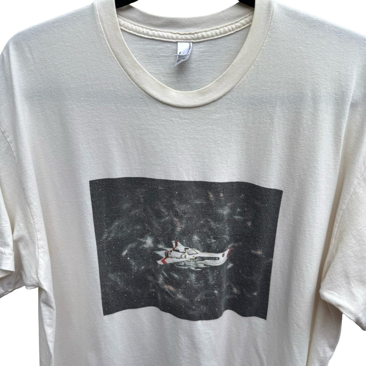 American Apparel Space Ship Sustainable Organic Cotton Graphic Tee White Mens XL