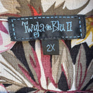 Switch Twyla &amp; Blu II Vintage Womens Floral Button-Up Tie Front Cropped Blouse Shirt 2X 2 image