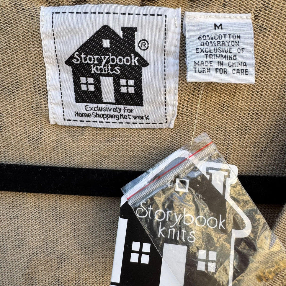 Storybook Knits Leopard Print Beaded Deep V-Neck Dolman Sleeve Knit Sweater New M