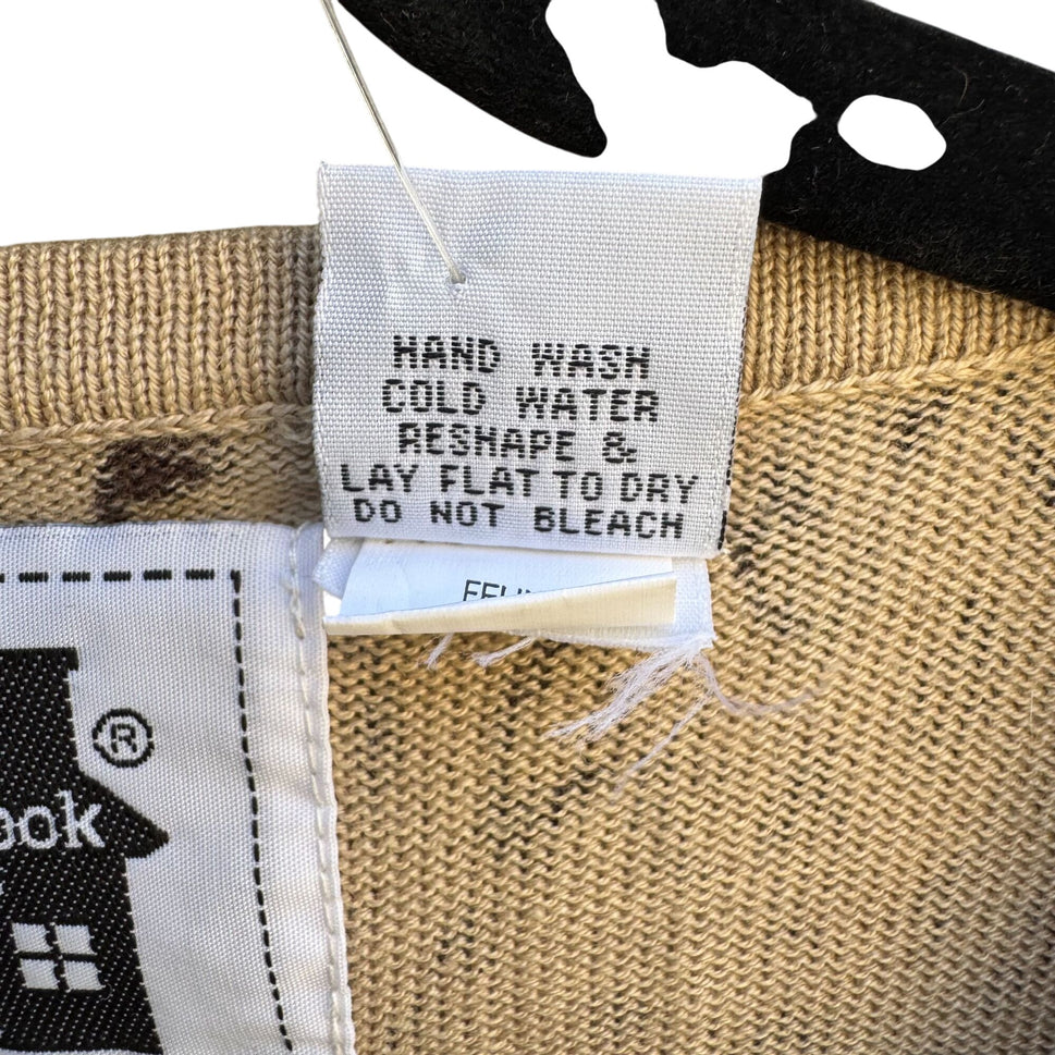 Storybook Knits Leopard Print Beaded Deep V-Neck Dolman Sleeve Knit Sweater New M