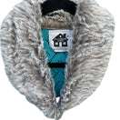 Switch Storybook Knits Turquoise Blue Sequin Faux Fur Collar Pointelle Cardigan Sweater 3 image