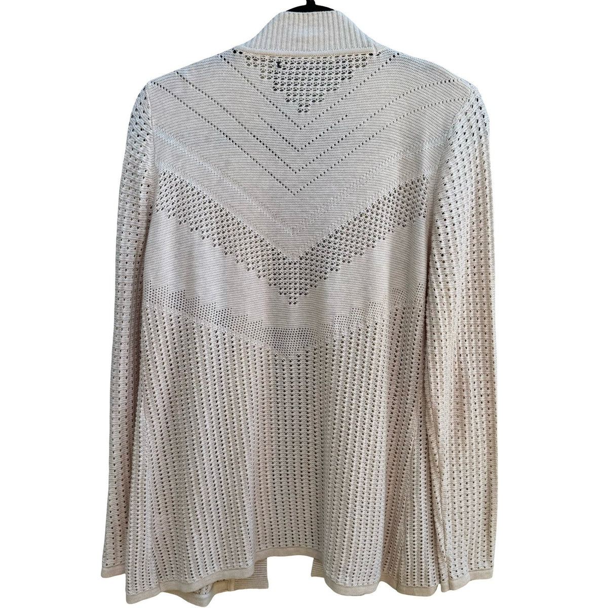 Boho Coastal Cottagecore Minimalist Airy Pointelle Knit Open Front Cardigan XL