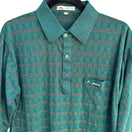 Switch Mars Fashion Mens Vintage 70s Teal Green Geometric Knit Long Sleeve Polo Shirt 3 image