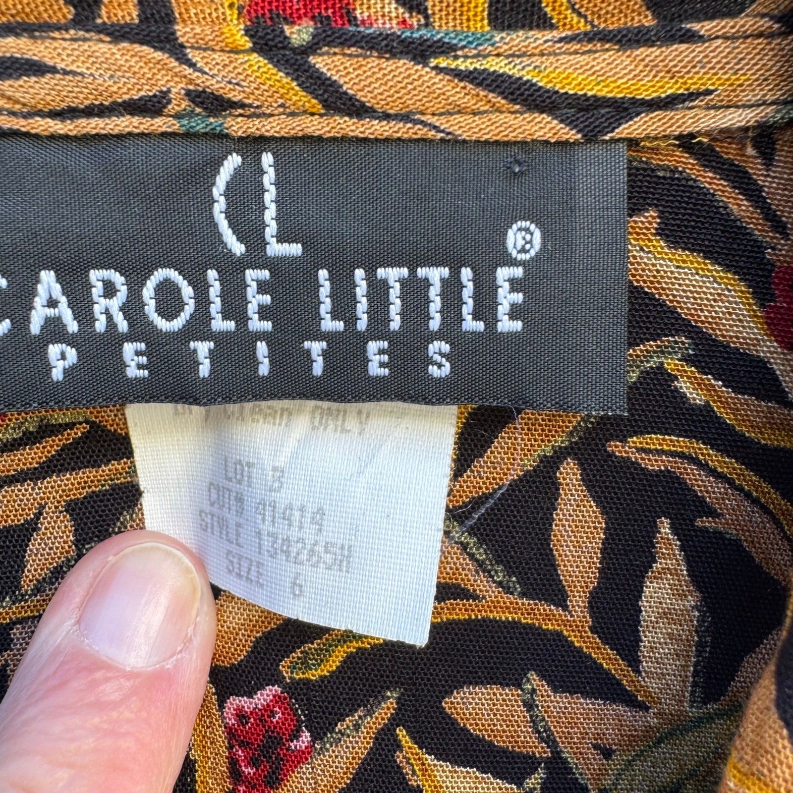 Carole Little Vintage Tapestry Floral Landscape Smocked Tie Front Blouse Size 6P