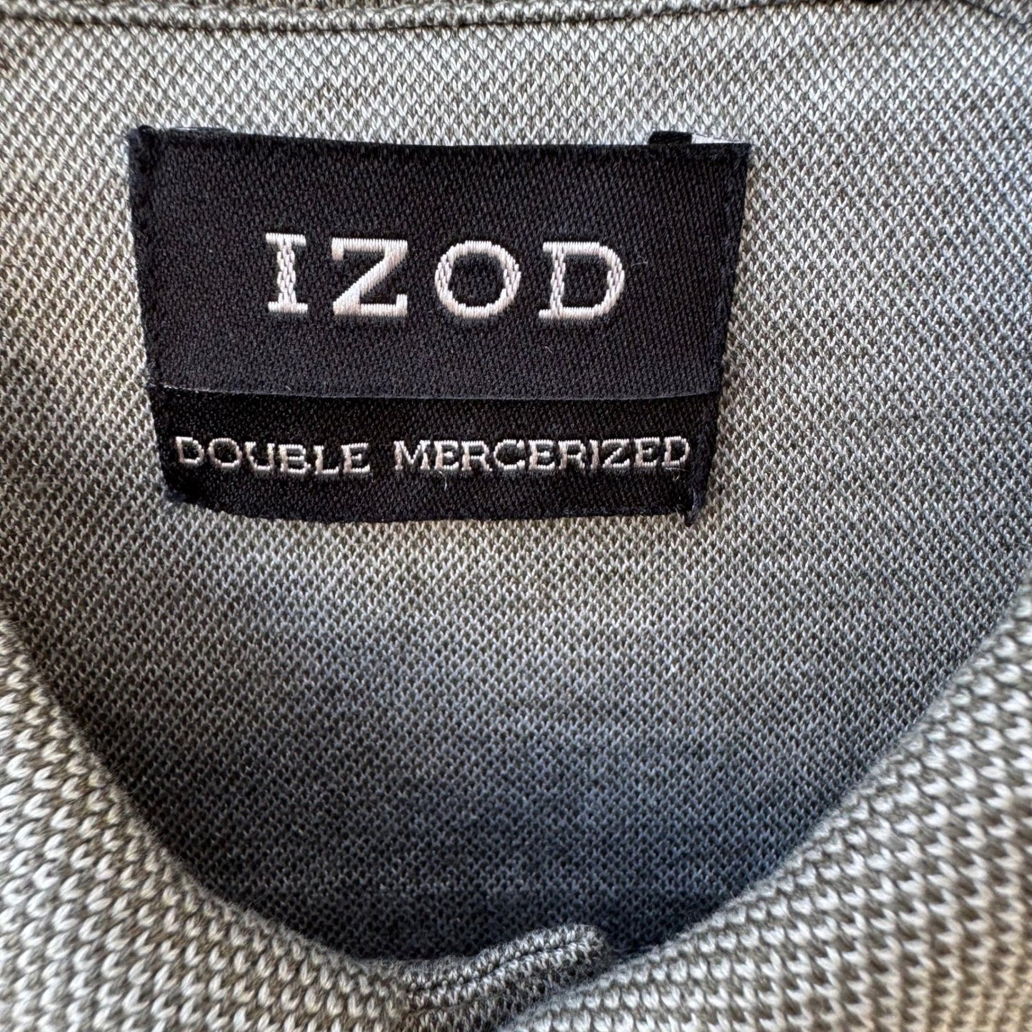 IZOD Mens Double Mercerized Gray Polo Shirt Argyle Diamond Pattern Short Sleeve