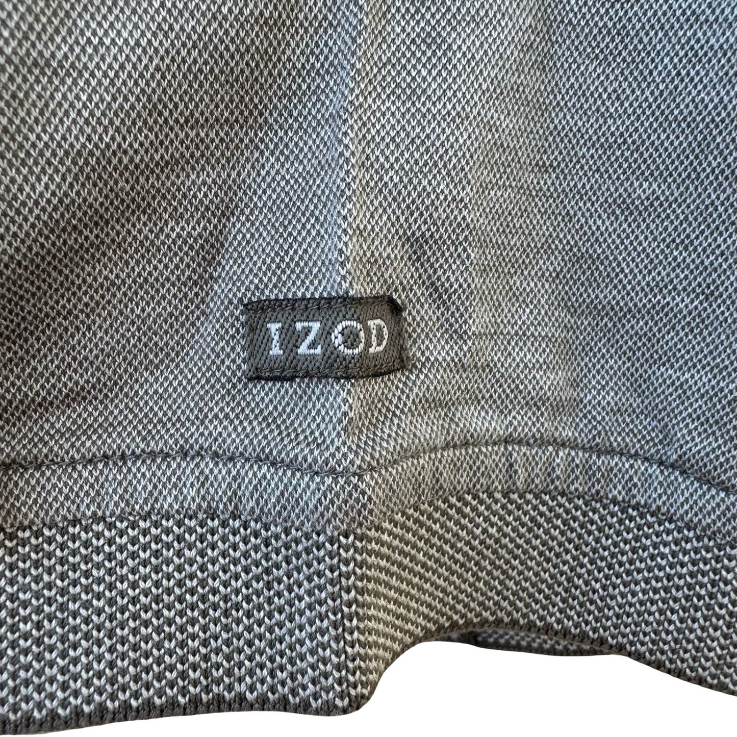 IZOD Mens Double Mercerized Gray Polo Shirt Argyle Diamond Pattern Short Sleeve