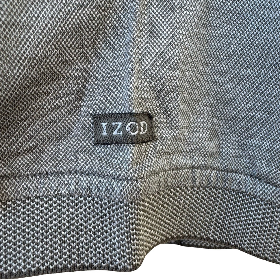 IZOD Mens Double Mercerized Gray Polo Shirt Argyle Diamond Pattern Short Sleeve